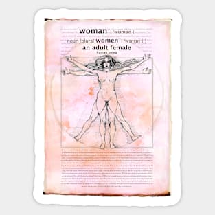 Adult Human female - Woman definition - The Vitruvian Woman - Da Vinci inspired -Feminist Art Sticker